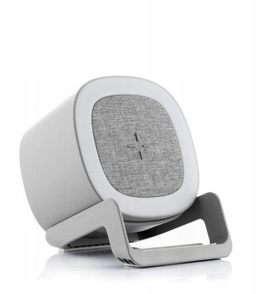 Karikues wireless me altoparlant dhe dritë LED, shumëfunksional, i bardhë