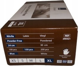 Doreza mjekësore ABENA Classic Nitrile, pa pluhur, 150 copë, madhësia XL 9-10, blu