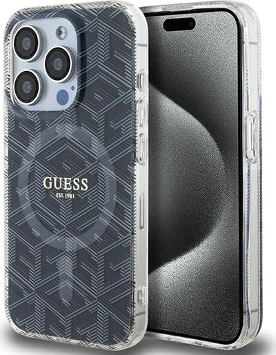 Kapak Guess IML GCube me MagSafe për iPhone 15 Pro Max 6.7", hard case, i zi