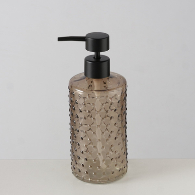 Dozator sapuni BRUKA, 500 ml, qelq, kafe me pompë të zezë