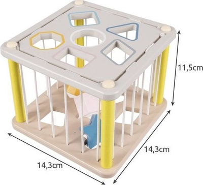 Lodër druri edukative KRUZZEL Shape Sorters, kub me forma, 12 copë, shumëngjyrëshe
