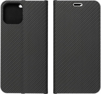 Kllëf telefoni LUNA Book Carbon për Xiaomi Redmi 13C, me kapak që paloset, me magnet, i zi