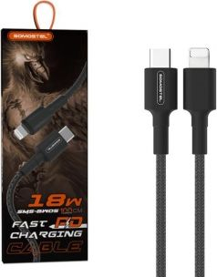 Kabllo karikimi Somostel SMS-BW06, USB-C në Lightning, 1m, 3.6A, e zezë