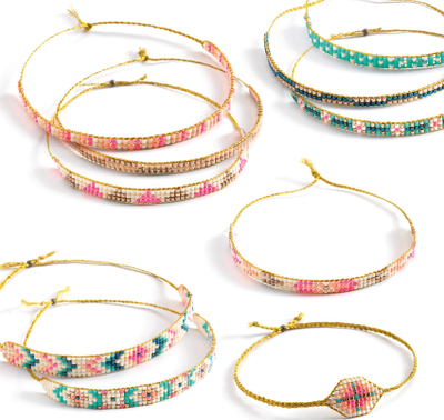 Set krijimi bizhuterish Djeco Tiny Beads, 12 byzylykë, për fëmijë