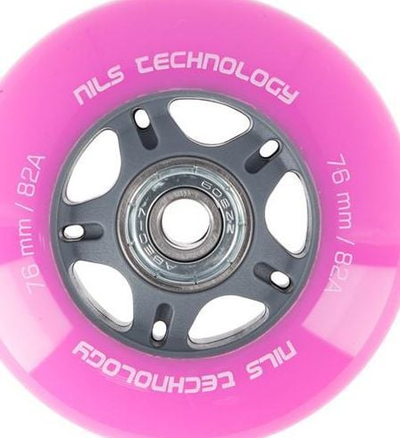Rrota patinash Nils Extreme, 76mm 82A, ABEC 7, rozë