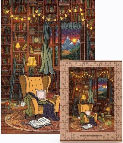 Puzzle 500 copa Nadwyraz For Bookworm, ilustrim librash, shumëngjyrësh