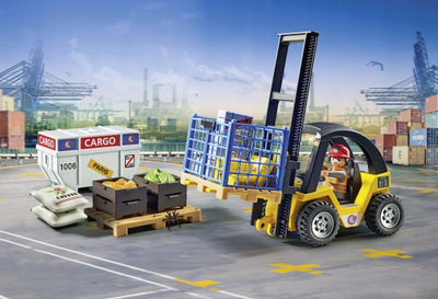 Set lodrash Playmobil 71528 Forklift Truck me ngarkesë, 40 copa, për kalamaj 4-10 vjeç, me shumë ngjyra
