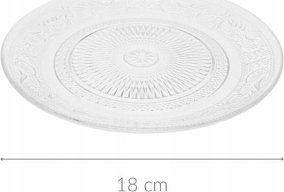 Pjatë ëmbëlsirash Vilde, qelq opal 18 cm, e bardhë transparente