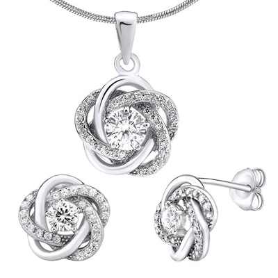 Set bizhuterie argjendi ROSALYN, vathë dhe varëse, zirkon transparent, argjend i lustruar