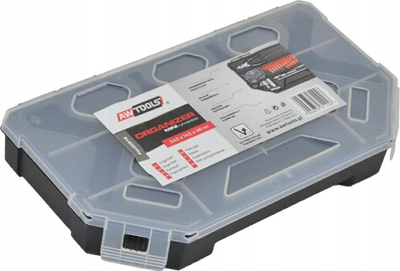 Organizer mini Awtools 243x142x40mm, kapak transparent, trup polimerik, portokalli