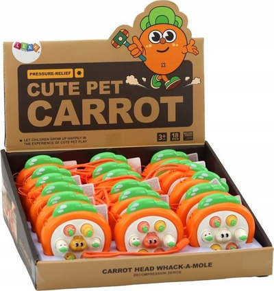 Loja mini Leantoys Wac a Mole Carrots, lodër shkathtësie, portokalli