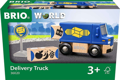 Lodër kamion druri BRIO World Delivery Truck, për fëmijë 3+, i kaltër