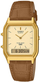 Рачен часовник Casio AQ-230EGL-9AEF, аналогно-дигитален, кафеав кожен ремен, златна рамка