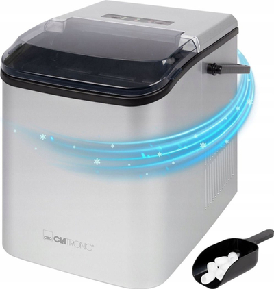 Prodhues akulli portabël Clatronic EWB 3785, 12 kg/24h, 105 W, argjendtë e zezë