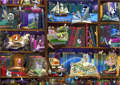 Puzzle Bluebird Library Adventures in Reading, 3000 copëza, bibliotekë magjike, me shumë ngjyra