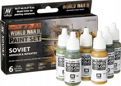 Set bojërash Vallejo VJP70202 World War II Soviet Armour and Infantry, 8x17ml, për miniatura