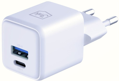 Полнач за ѕид 3MK Hyper GaN Charger 20W, USB A USB C, бел