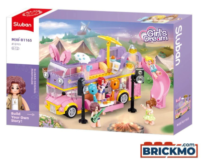 Set lodrash ndërtimi Sluban Girls Dream Tourbus M38-B1165, autobus turneu, shumëngjyrësh