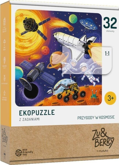 Puzzle ekologjike Muduko Ecopuzzle Adventures in Space, 32 copa, me astronautë, shumëngjyrëshe