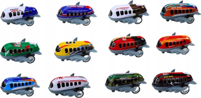 Set lodrash aeroplanë me shtytje Leantoys, 12 shenja trafiku, aeroplanë 5cm, shumëngjyrësh