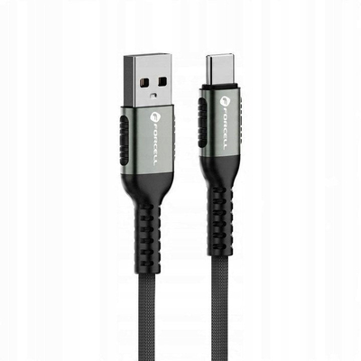 Kabllo USB Forcell F-ENERGY C256, USB A në USB C, 0.25m, 66W, e zezë