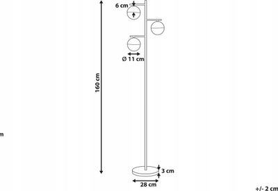Lampë dyshemeje SABINE, metal, 160cm, ngjyrë ari