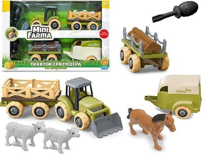 Set lodër traktor ferme me rimorkio Artyk, me vida montimi, për kalamaj 3+