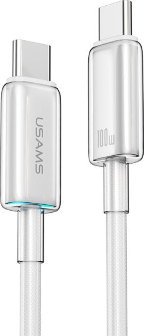 Kabllo karikimi USAMS Cloud Series US-SJ660, Type-C në Type-C, 100W PD, 1.2m, e bardhë