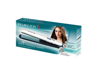 Piaster flokësh Remington Shine Therapy S8500, pllaka qeramike, temperaturë e rregullueshme, e bardhë