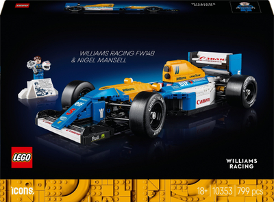 Lodër LEGO Icons Williams Racing FW14B Nigel Mansell, set për me ndërtu, model për me e vë në vitrinë, shumëngjyrësh