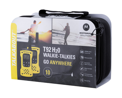 Walkie talkie Motorola T92 H2O, rezistent ndaj ujit, rreze deri 10 km, i verdhë
