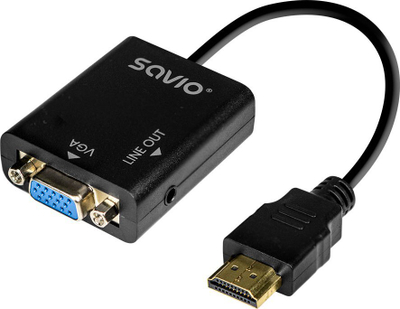 Адаптер HDMI во VGA Savio AK 76, со аудио, резолуција 1080p, црн