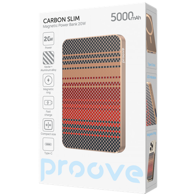 Powerbank Proove Carbon Slim MagSafe, 5000mAh, 20W, glowrise