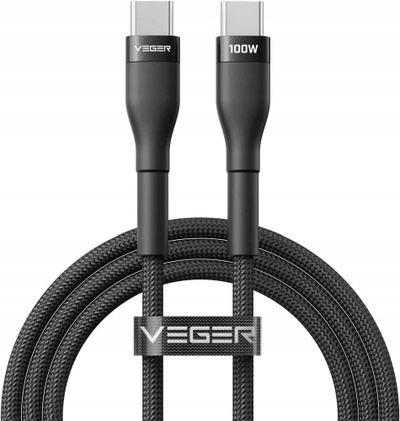Kabull USB Veger CC05, USB C në USB C, PD 100W 5A, 1.5m, i zi