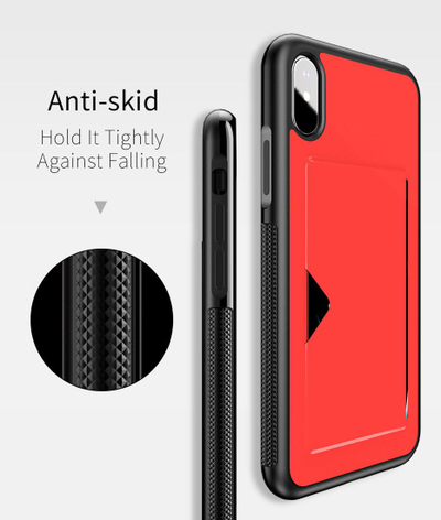 Mbulesë telefoni Dux Ducis Pocard Series për iPhone XS Max, xhep karte, e kuqe