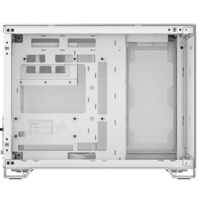 Kornizë kompjuteri Corsair 2500X, Micro ATX, xham i kalitur, e bardhë gri satin