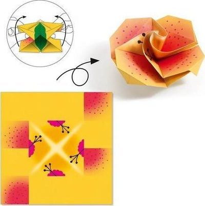 Set origami Djeco Tropics, fletë shumëngjyrëshe, motive tropikale