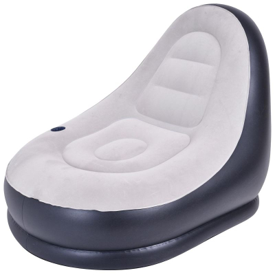 Karrige Deluxe e fryme me tabure, 125x100x85cm, PVC, gri e zeze