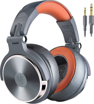 Kufje studio OneOdio Pro50, me kabllo 3.5 mm dhe 6.3 mm, gri portokalli