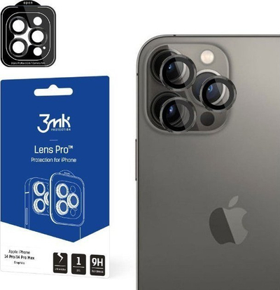 Xham mbrojtës kamere 3MK Lens Protection Pro për iPhone 14 Pro 14 Pro Max, hibrid, 9H, grafit