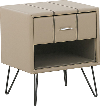 Set dhome gjumi Beliani Betin, krevat 180 x 200 cm, lëkurë sintetike, bezhë rëre