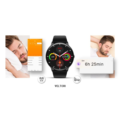 Smartwatch Veltori VT160-1, ekran 1.53", rrip silikoni i zi