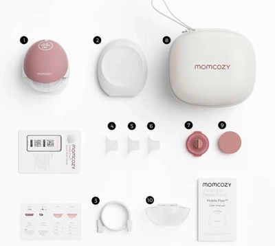 Pompa gjiri MOMCOZY M9 Mobile Flow, elektrike, njëfishe, rozë e bardhë