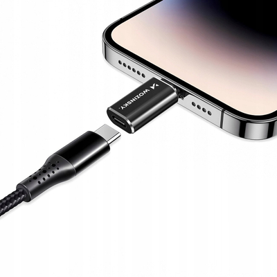 Adapter Lightning në USB C Wozinsky WALC-01, karikim i shpejtë, i zi