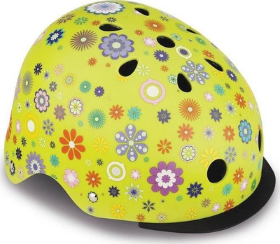 Helmë për kalamoj Globber Elite Lights Jr 507-106, përmasë 48-53 cm, me dritë LED, jeshile me lule