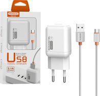 Karikues muri SOMOSTEL SMS-A52, 2.1A, me kabllo Micro USB, i bardhë