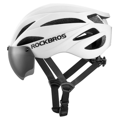 Helmetë biçiklete Rockbros Cycling, 58–62 cm, me vizor magnetik, e bardhë