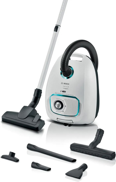 Fshesë me korrent Bosch Series 4 ProHygienic, me qese, e bardhë