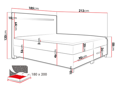 Shtrat kontinental ENTER LED 180x200 + dyshek