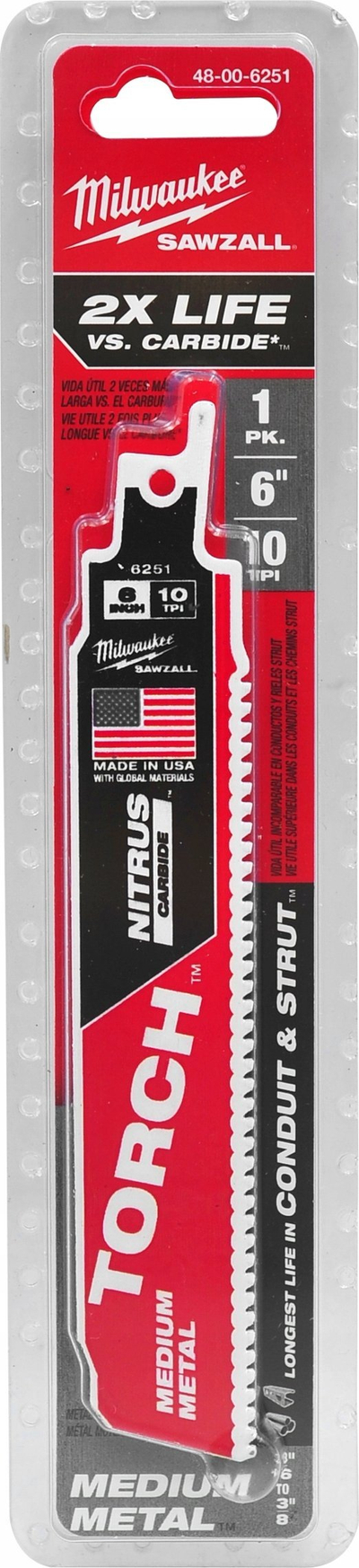 Teh sharre reciproke Milwaukee TORCH Nitrus Carbide, 6", 10 TPI, i kuq